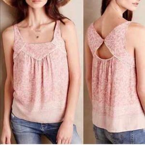 Maeve Anthropologie Mazie pink and cream small top